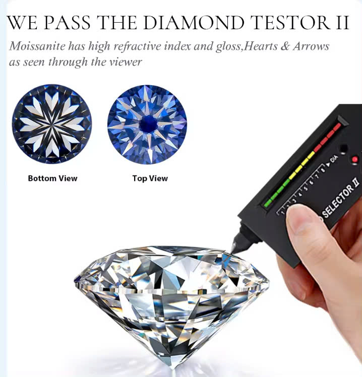 Nhẫn ESME ESJZ004 Kim Cương Đá Moissanite Bạc 925 Xi Kim 5 lớp