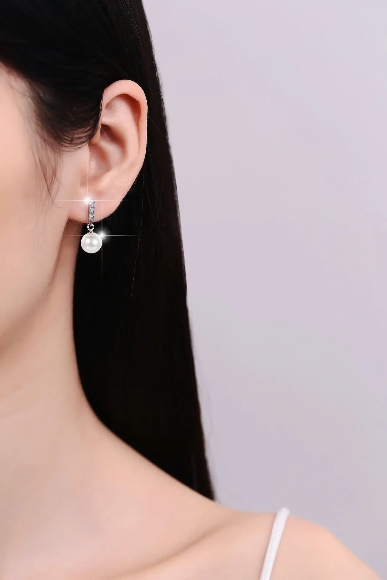 Bông Tai ESME ES175AS Kim Cương Đá Moissanite Bạc 925 Xi Kim 5 lớp