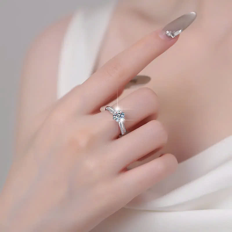 Nhẫn ESME ES178AKC Kim Cương Đá Moissanite Bạc 925 Xi Kim 5 lớp