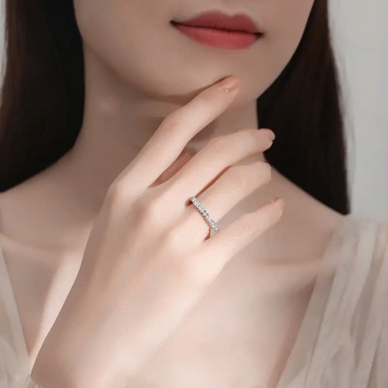 Nhẫn ESME ESJZ024 Kim Cương Đá Moissanite Bạc 925 Xi Kim 5 lớp