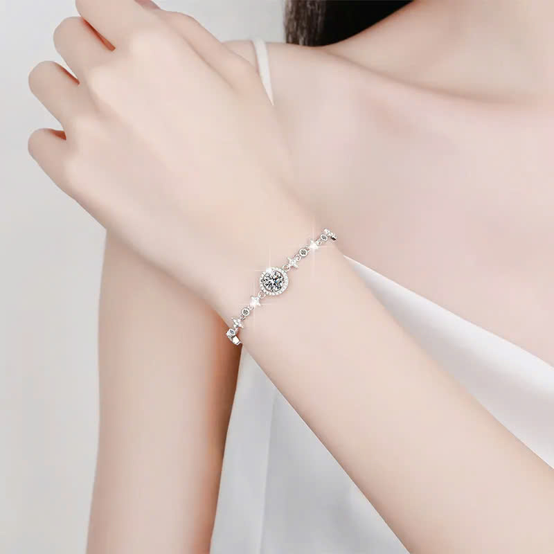 Vòng Tay ESME  ESSL006 Kim Cương Đá Moissanite Bạc 925 Xi Kim 5 lớp