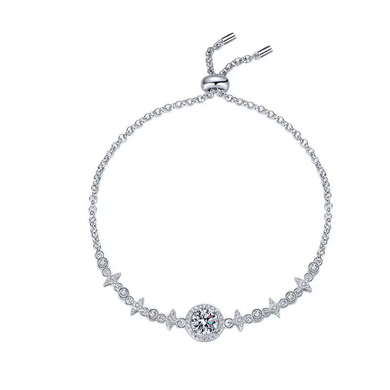 Vòng Tay ESME  ESSL006 Kim Cương Đá Moissanite Bạc 925 Xi Kim 5 lớp