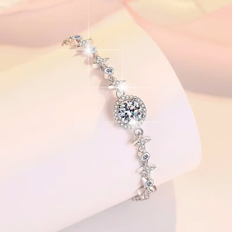 Vòng Tay ESME  ESSL006 Kim Cương Đá Moissanite Bạc 925 Xi Kim 5 lớp