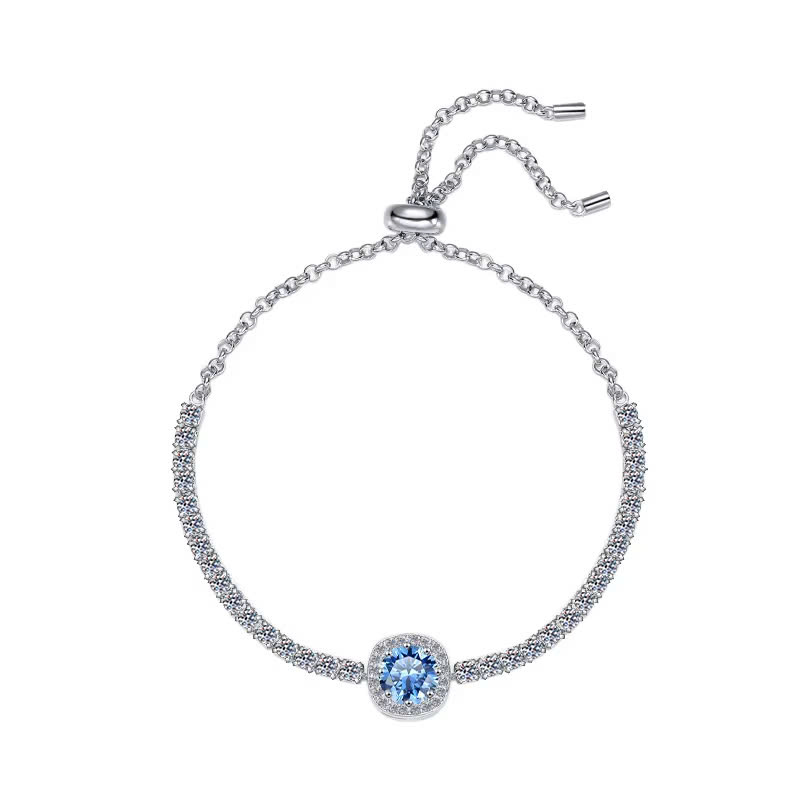 Vòng Tay ESME ESSL007 Kim Cương Đá Moissanite Bạc 925 Xi Kim 5 lớp