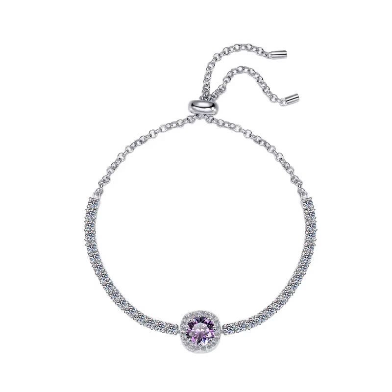 Vòng Tay ESME ESSL007 Kim Cương Đá Moissanite Bạc 925 Xi Kim 5 lớp