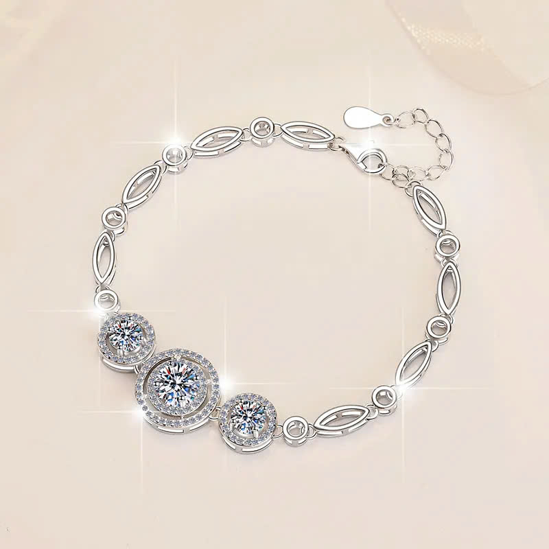 Vòng Tay ESME ESSL015 Kim Cương Đá Moissanite Bạc 925 Xi Kim 5 lớp