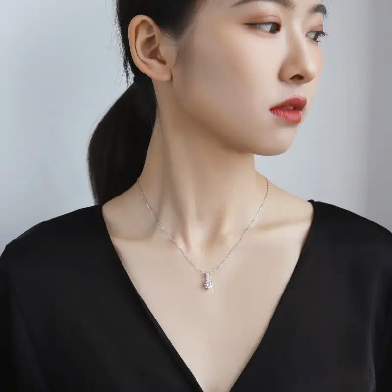 Dây Chuyền ESME ES174AS Kim Cương Đá Moissanite Bạc 925 Xi Kim 5 lớp