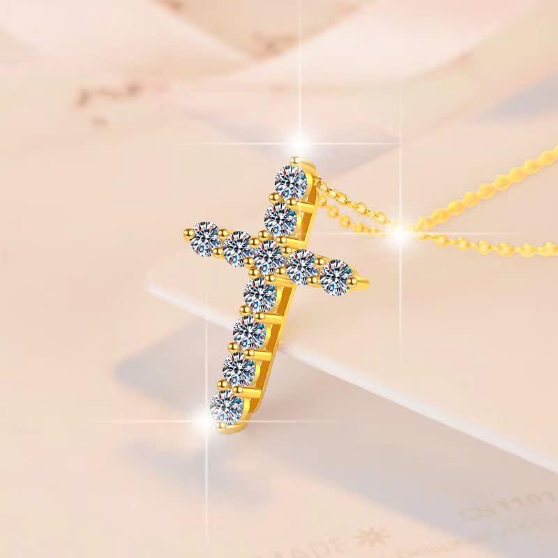 Dây Chuyền ESME ESHK020 Vàng Kim Cương Đá Moissanite Bạc 925 Xi Kim 5 lớp