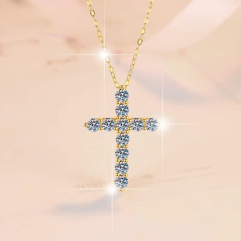 Dây Chuyền ESME ESHK020 Vàng Kim Cương Đá Moissanite Bạc 925 Xi Kim 5 lớp