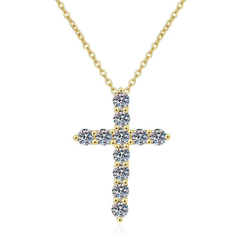 Dây Chuyền ESME ESHK020 Vàng Kim Cương Đá Moissanite Bạc 925 Xi Kim 5 lớp