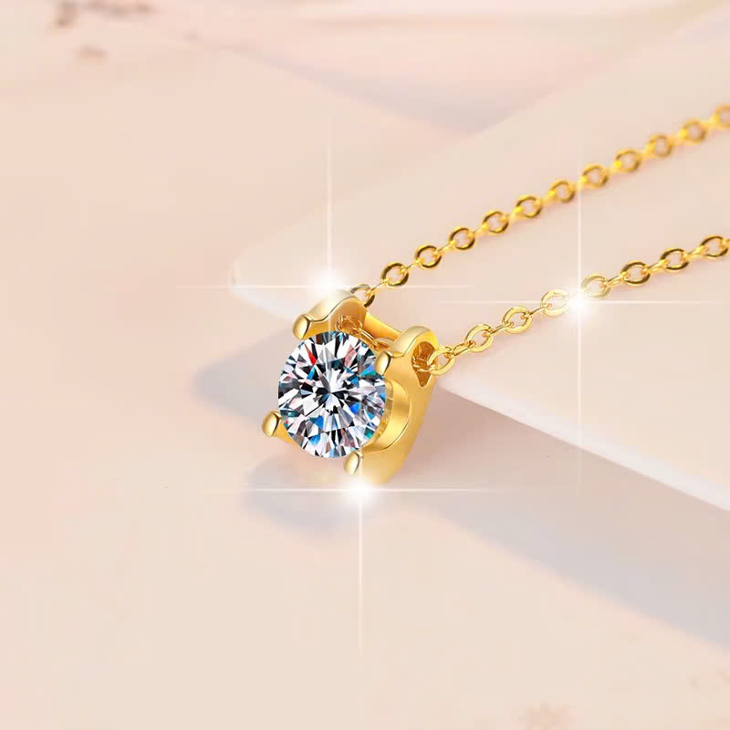 Dây Chuyền ESME ESHK019 Kim Cương Đá Moissanite Vàng Hồng Vàng 18K Bạc 925 Xi Kim 5 lớp