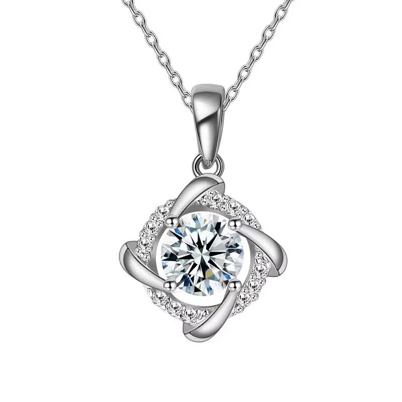 Dây Chuyền ESME ESHK016 Kim Cương Đá Moissanite Bạc 925 Xi Kim 5 lớp