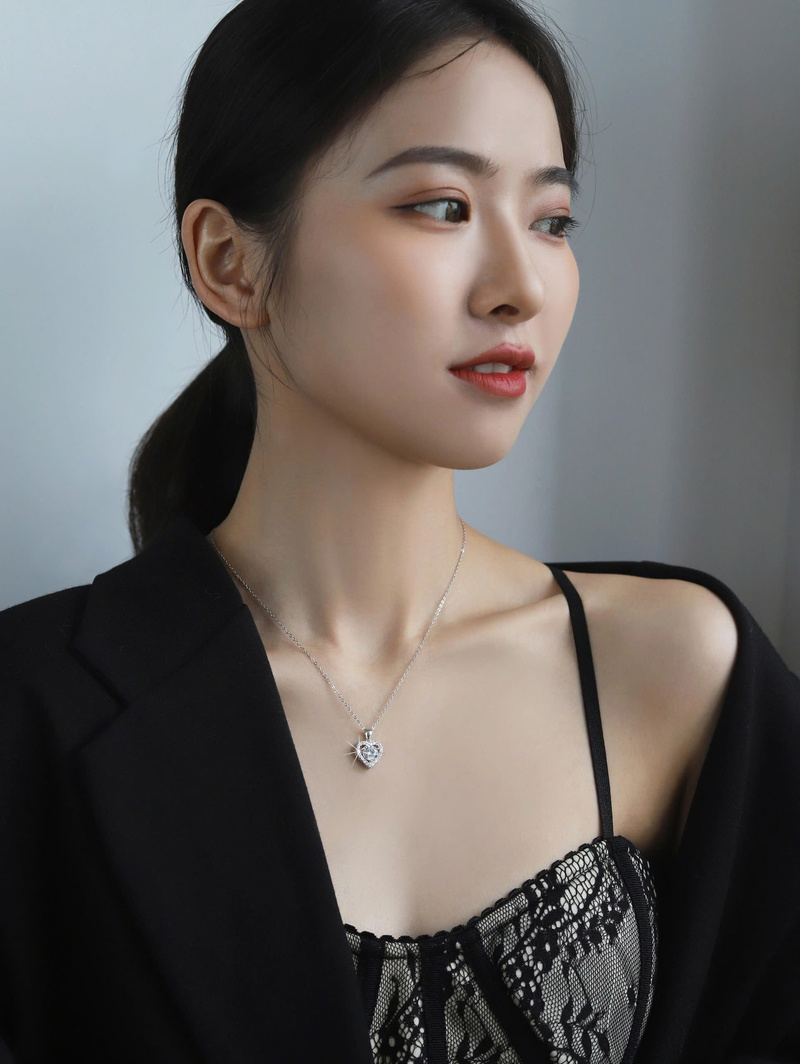 Dây Chuyền ESME ESHK014 Kim Cương Đá Moissanite Bạc 925 Xi Kim 5 lớp
