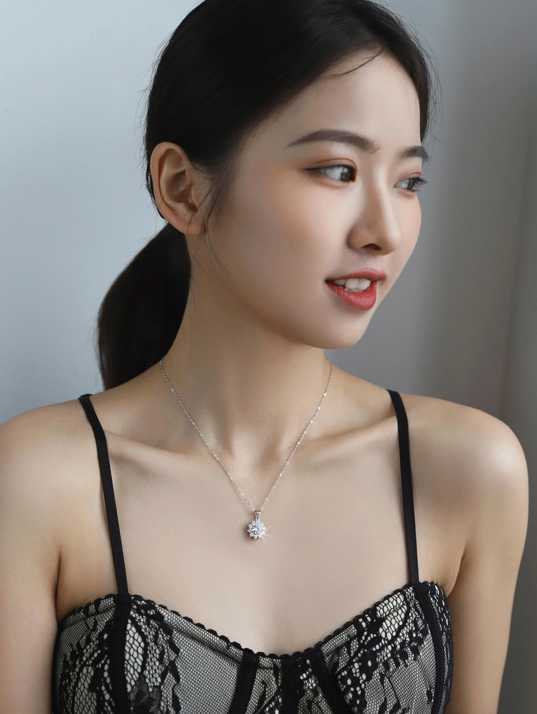 Dây Chuyền ESME ESHK007 Kim Cương Đá Moissanite Bạc 925 Xi Kim 5 lớp