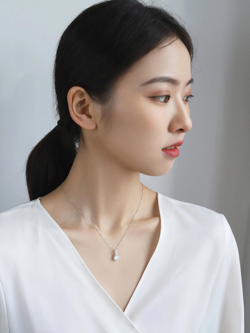 Dây Chuyền ESME ESHK009 Kim Cương Đá Moissanite Bạc 925 Xi Kim 5 lớp