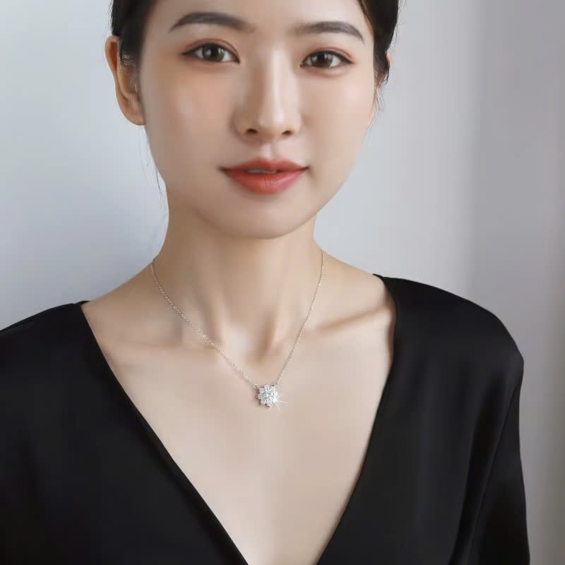Dây Chuyền ESME ESHK001 Kim Cương Đá Moissanite Bạc 925 Xi Kim 5 lớp