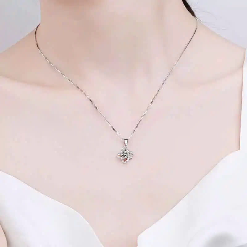 Dây Chuyền ESME ESHK031 Kim Cương Đá Moissanite Bạc 925 Xi Kim 5 lớp