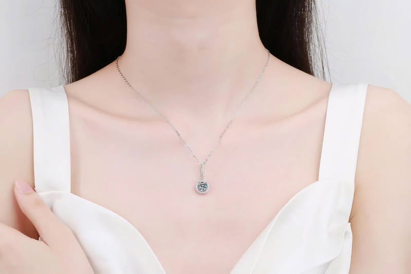 Dây Chuyền ESME ESHK003 Kim Cương Đá Moissanite Bạc 925 Xi Kim 5 lớp