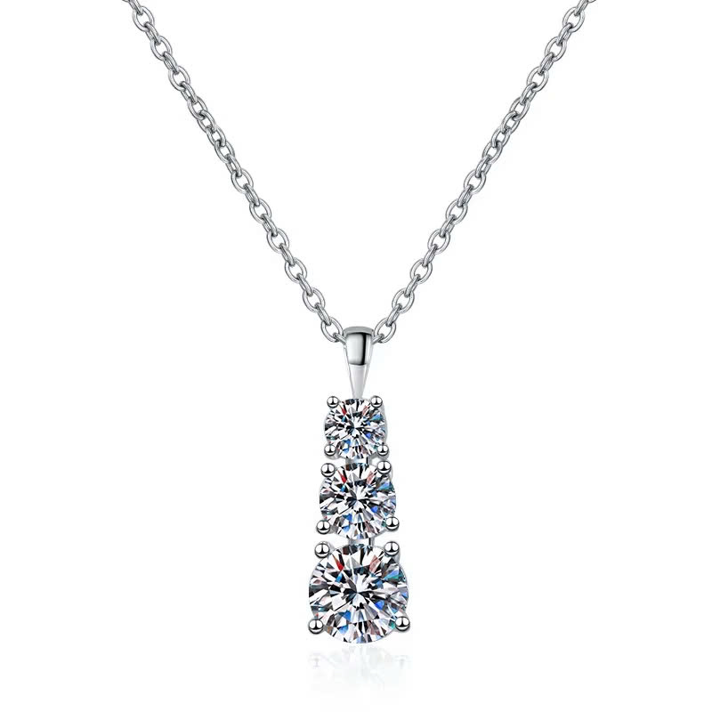Dây Chuyền ESME ESHK073 Kim Cương Đá Moissanite Bạc 925 Xi Kim 5 lớp