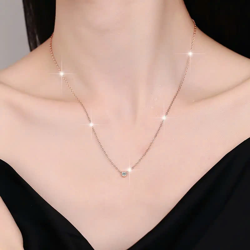 Dây Chuyền ESME ESHK050 Kim Cương Đá Moissanite Bạc 925 Xi Kim 5 lớp