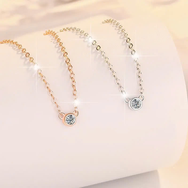 Dây Chuyền ESME ESHK050 Kim Cương Đá Moissanite Bạc 925 Xi Kim 5 lớp