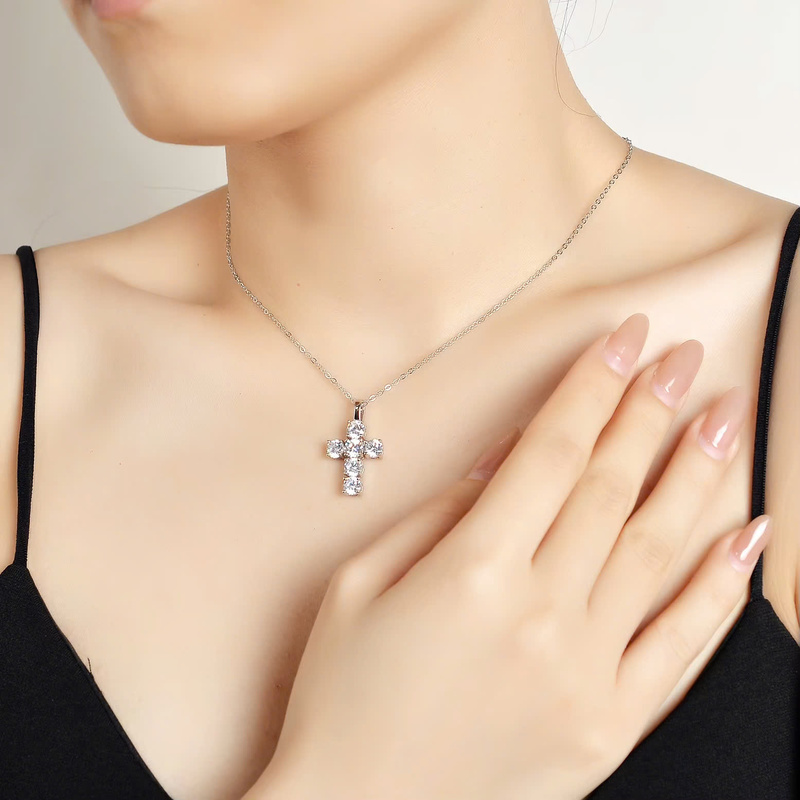 Dây Chuyền ESME ESDZ001 Kim Cương Đá Moissanite Bạc 925 Xi Kim 5 lớp