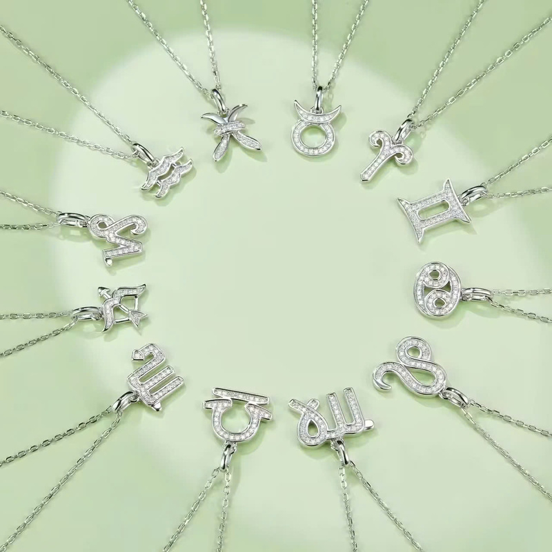 Dây Chuyền ESME ESHK0087 Virgo Kim Cương Đá Moissanite Bạc 925 Xi Kim 5 lớp