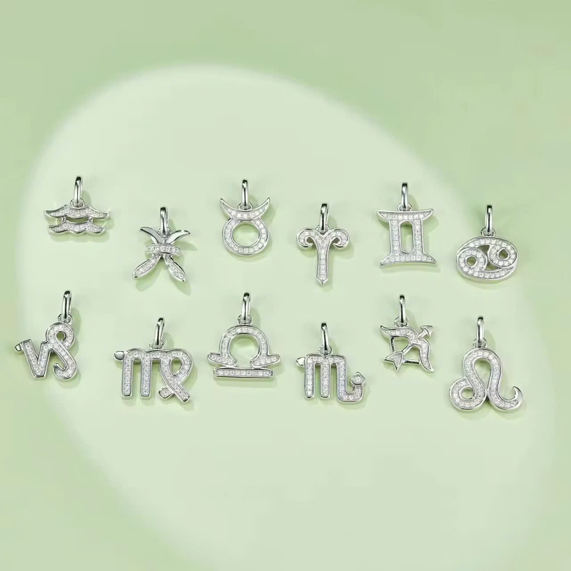 Dây Chuyền ESME ESHK0087 Virgo Kim Cương Đá Moissanite Bạc 925 Xi Kim 5 lớp