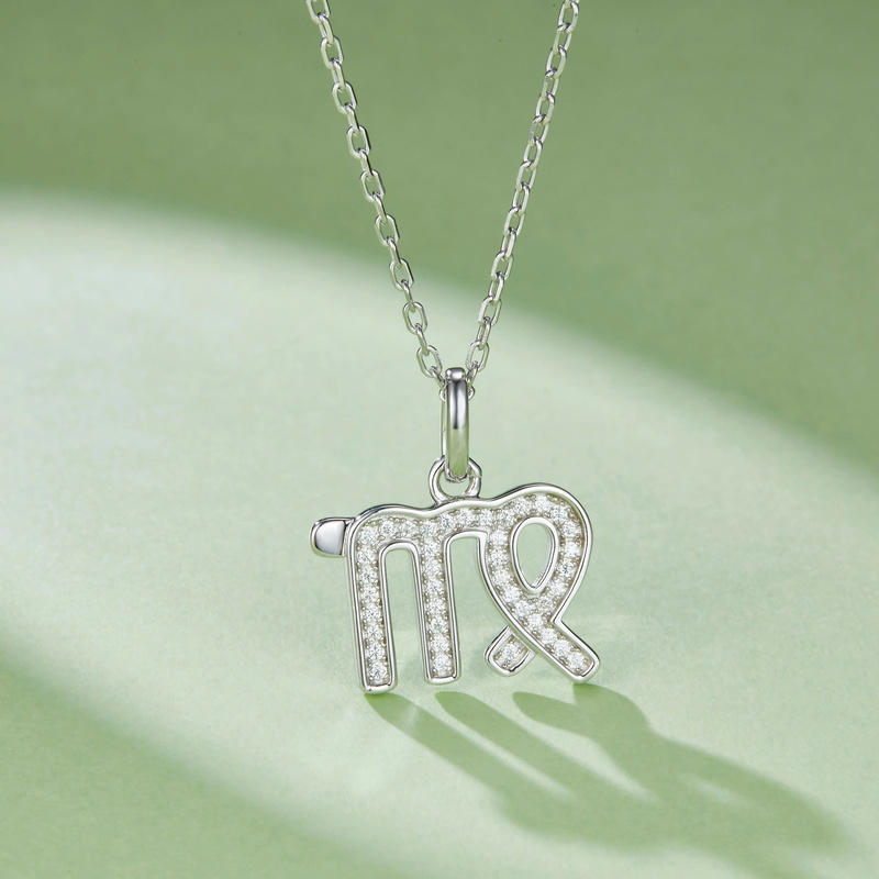 Dây Chuyền ESME ESHK0087 Virgo Kim Cương Đá Moissanite Bạc 925 Xi Kim 5 lớp