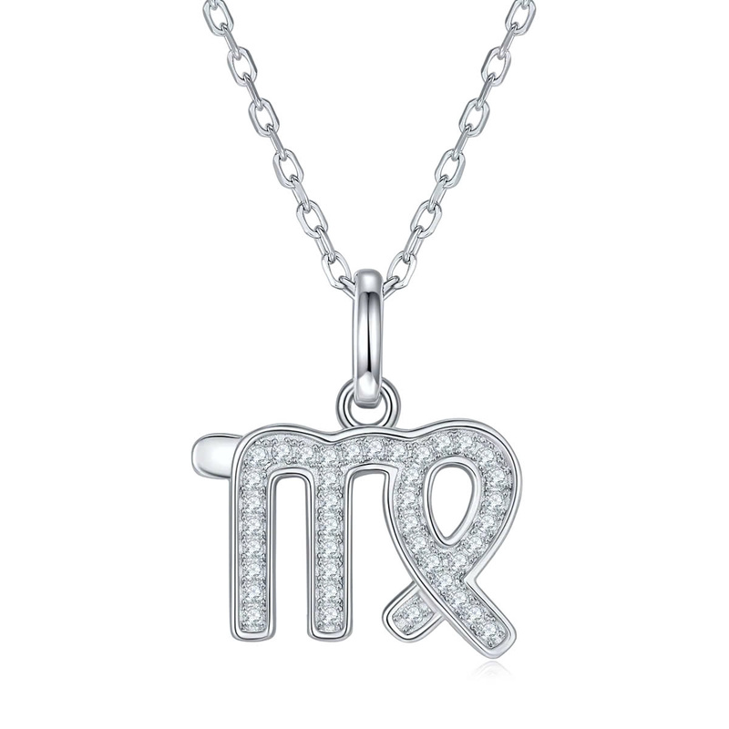 Dây Chuyền ESME ESHK0087 Virgo Kim Cương Đá Moissanite Bạc 925 Xi Kim 5 lớp