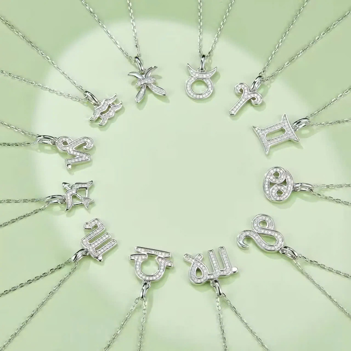 Dây Chuyền ESME ESHK0087 Libra Kim Cương Đá Moissanite Bạc 925 Xi Kim 5 lớp