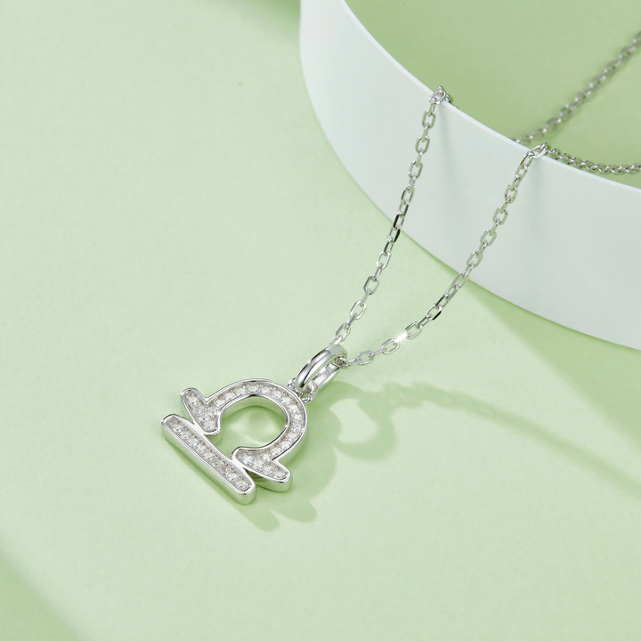 Dây Chuyền ESME ESHK0087 Libra Kim Cương Đá Moissanite Bạc 925 Xi Kim 5 lớp