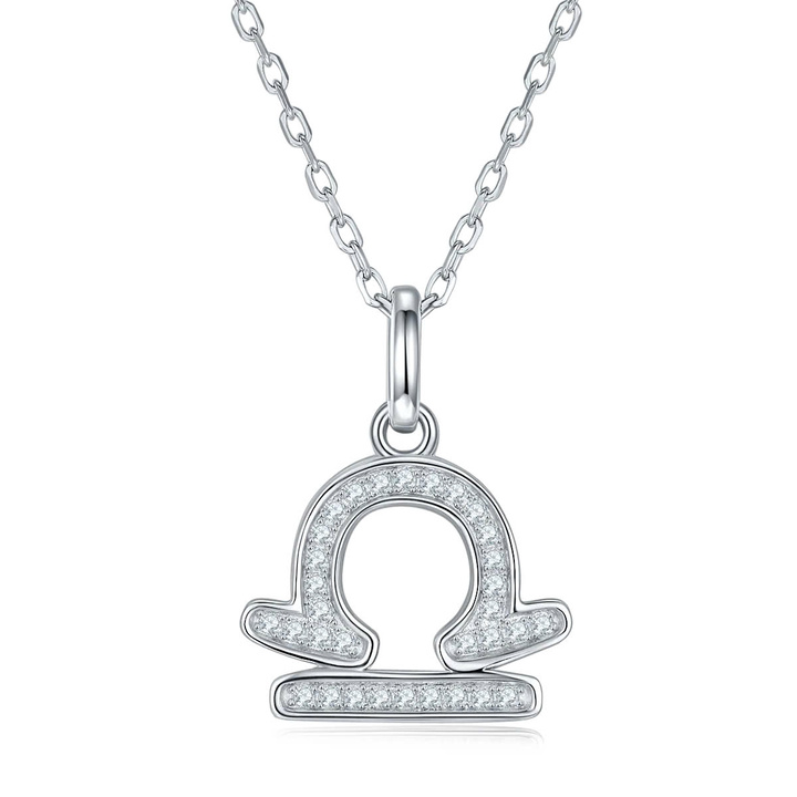 Dây Chuyền ESME ESHK0087 Libra Kim Cương Đá Moissanite Bạc 925 Xi Kim 5 lớp