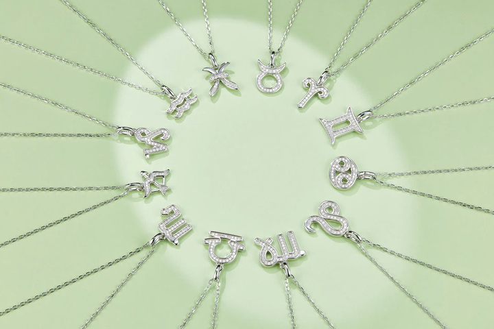 Dây Chuyền ESME ESHK0087 Aquarius Kim Cương Đá Moissanite Bạc 925 Xi Kim 5 lớp