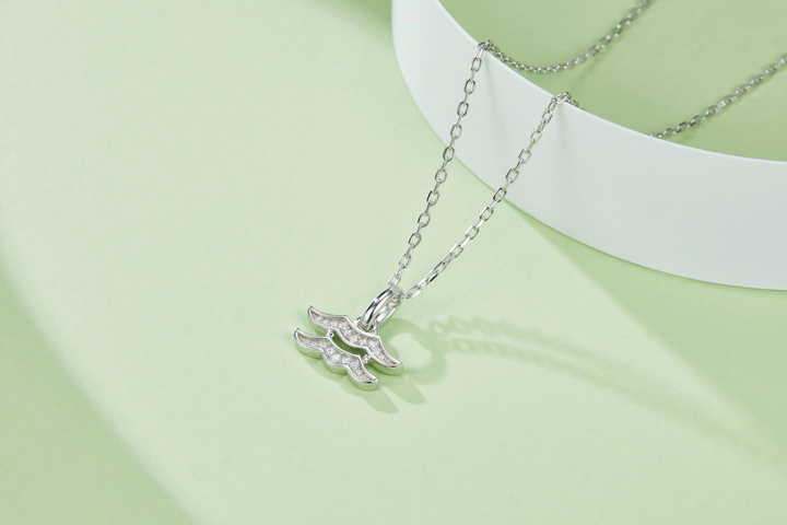 Dây Chuyền ESME ESHK0087 Aquarius Kim Cương Đá Moissanite Bạc 925 Xi Kim 5 lớp