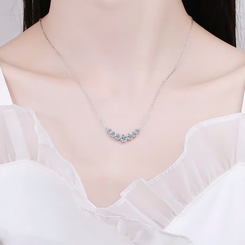 Dây Chuyền ESME ESHK0093 Kim Cương Đá Moissanite Bạc 925 Xi Kim 5 lớp