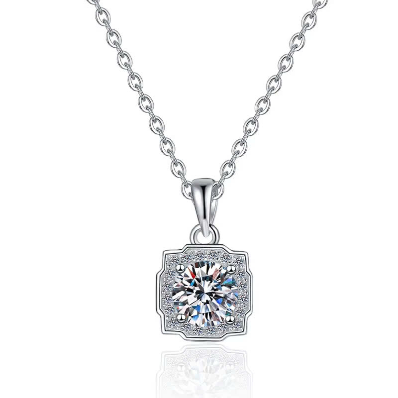 Dây Chuyền ESME ESHK0096 Kim Cương Đá Moissanite Bạc 925 Xi Kim 5 lớp