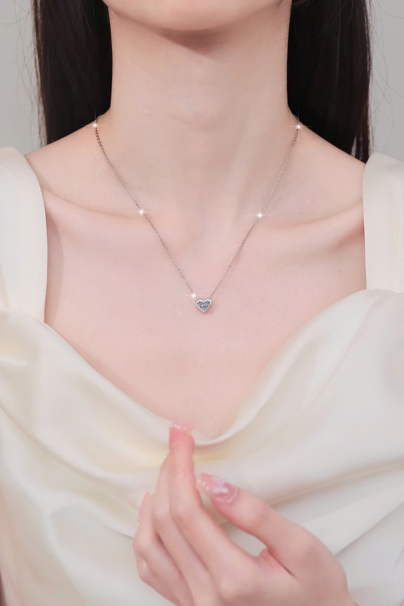 Dây Chuyền ESME ESHK0111 Kim Cương Đá Moissanite Bạc 925 Xi Kim 5 lớp
