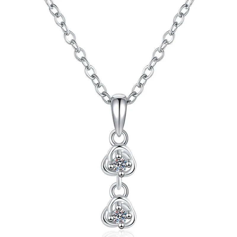 Dây Chuyền ESME ESHK0110 Kim Cương Đá Moissanite Bạc 925 Xi Kim 5 lớp