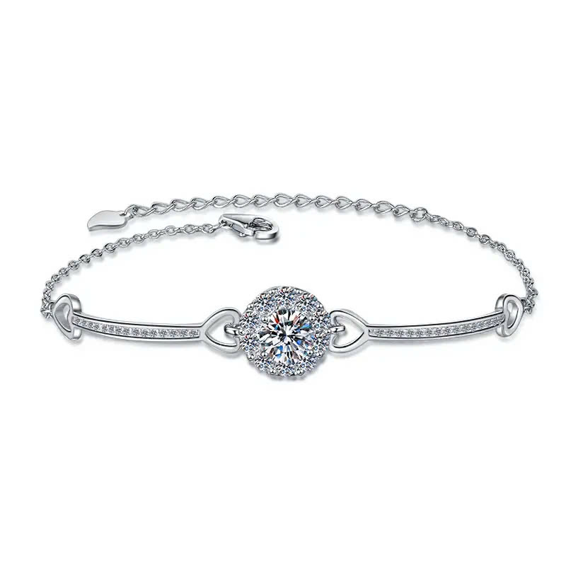 Vòng Tay ESME ESSL019 Kim Cương Đá Moissanite Bạc 925 Xi Kim 5 lớp