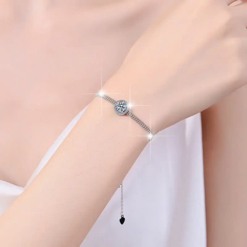 Vòng Tay ESME ESSL017 Kim Cương Đá Moissanite Bạc 925 Xi Kim 5 lớp