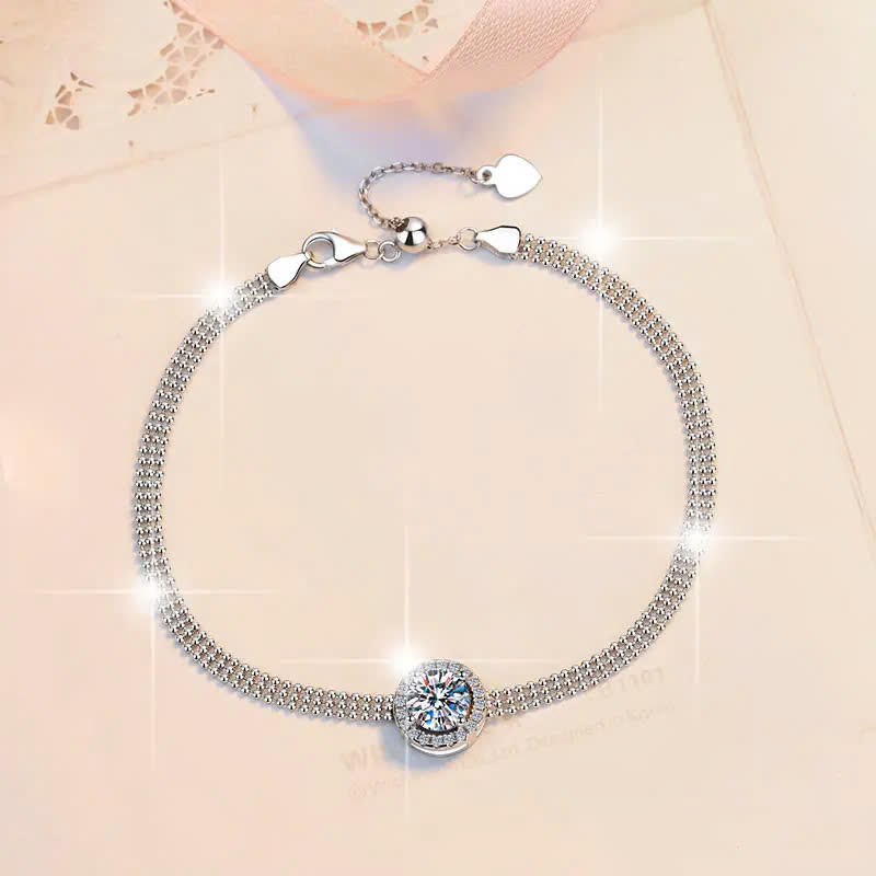 Vòng Tay ESME ESSL017 Kim Cương Đá Moissanite Bạc 925 Xi Kim 5 lớp