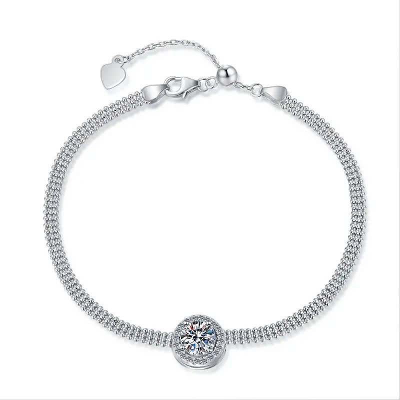 Vòng Tay ESME ESSL017 Kim Cương Đá Moissanite Bạc 925 Xi Kim 5 lớp