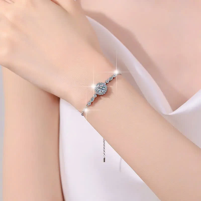 Vòng Tay ESME ESSL008 Kim Cương Đá Moissanite Bạc 925 Xi Kim 5 lớp