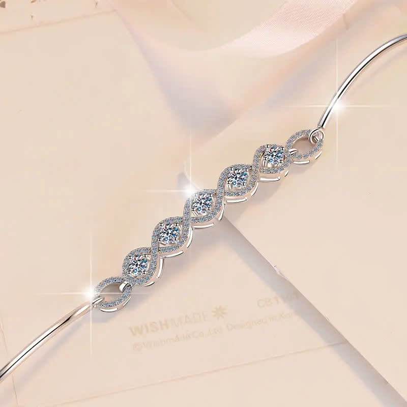 Vòng Tay ESME ESSL022 Kim Cương Đá Moissanite Bạc 925 Xi Kim 5 lớp