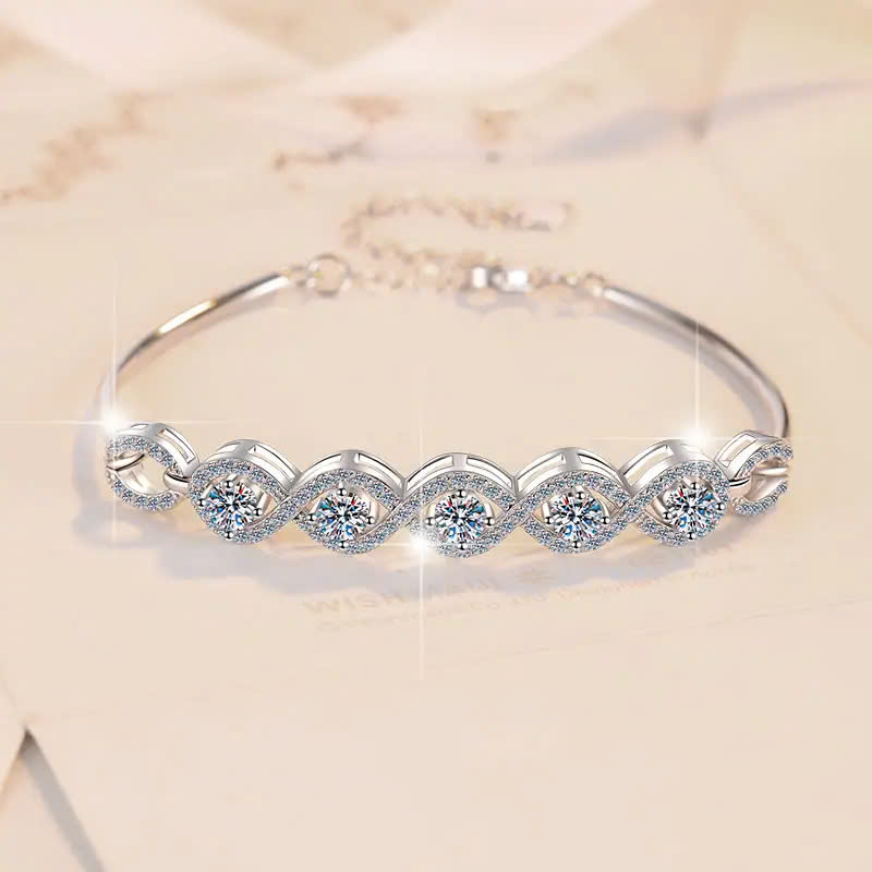 Vòng Tay ESME ESSL022 Kim Cương Đá Moissanite Bạc 925 Xi Kim 5 lớp