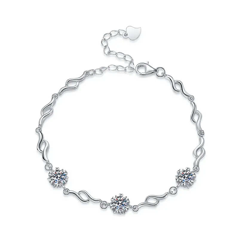 Vòng Tay ESME ESSL023 Kim Cương Đá Moissanite Bạc 925 Xi Kim 5 lớp