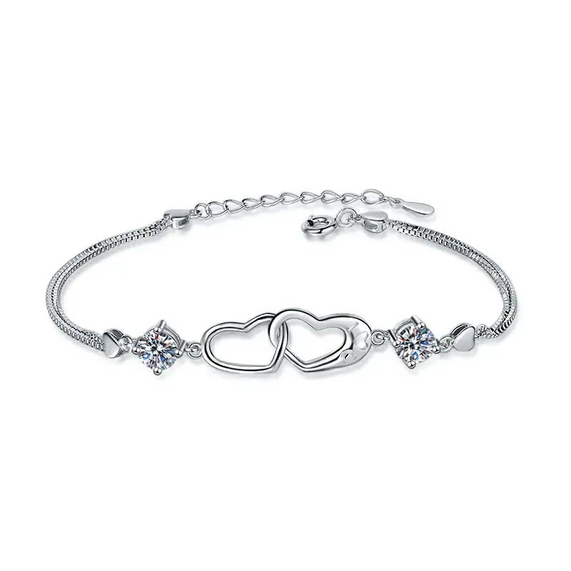 Vòng Tay ESME ESSL018 Kim Cương Đá Moissanite Bạc 925 Xi Kim 5 lớp