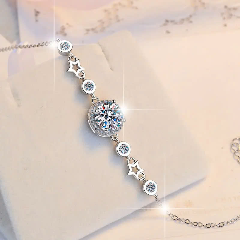 Vòng Tay ESME ESSL016 Kim Cương Đá Moissanite Bạc 925 Xi Kim 5 lớp