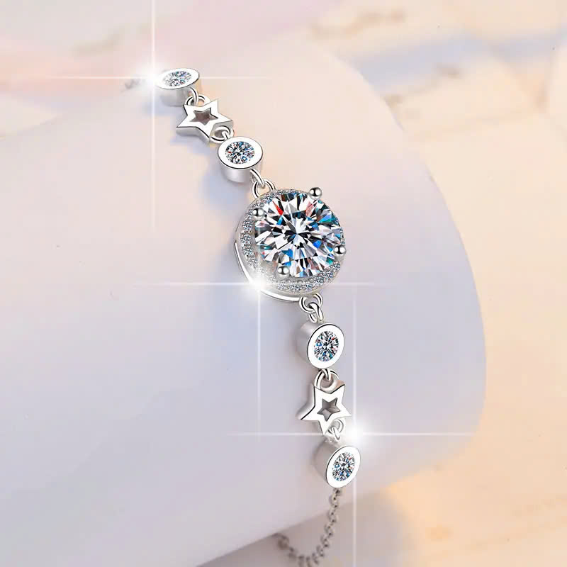 Vòng Tay ESME ESSL016 Kim Cương Đá Moissanite Bạc 925 Xi Kim 5 lớp